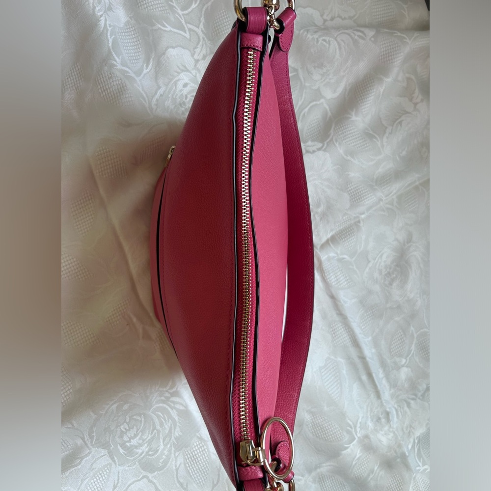 Coach pebbled pink hobo 2way crossbody shoulder leather bag with removal strap - Picture 8 of 17